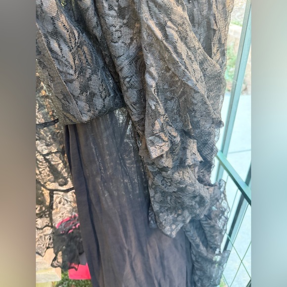 VTG  Y2K JASMINE BY KVM  Black Lace sheer Gothic Maxi Dress Beaded Trim Flapper - Picture 17 of 17